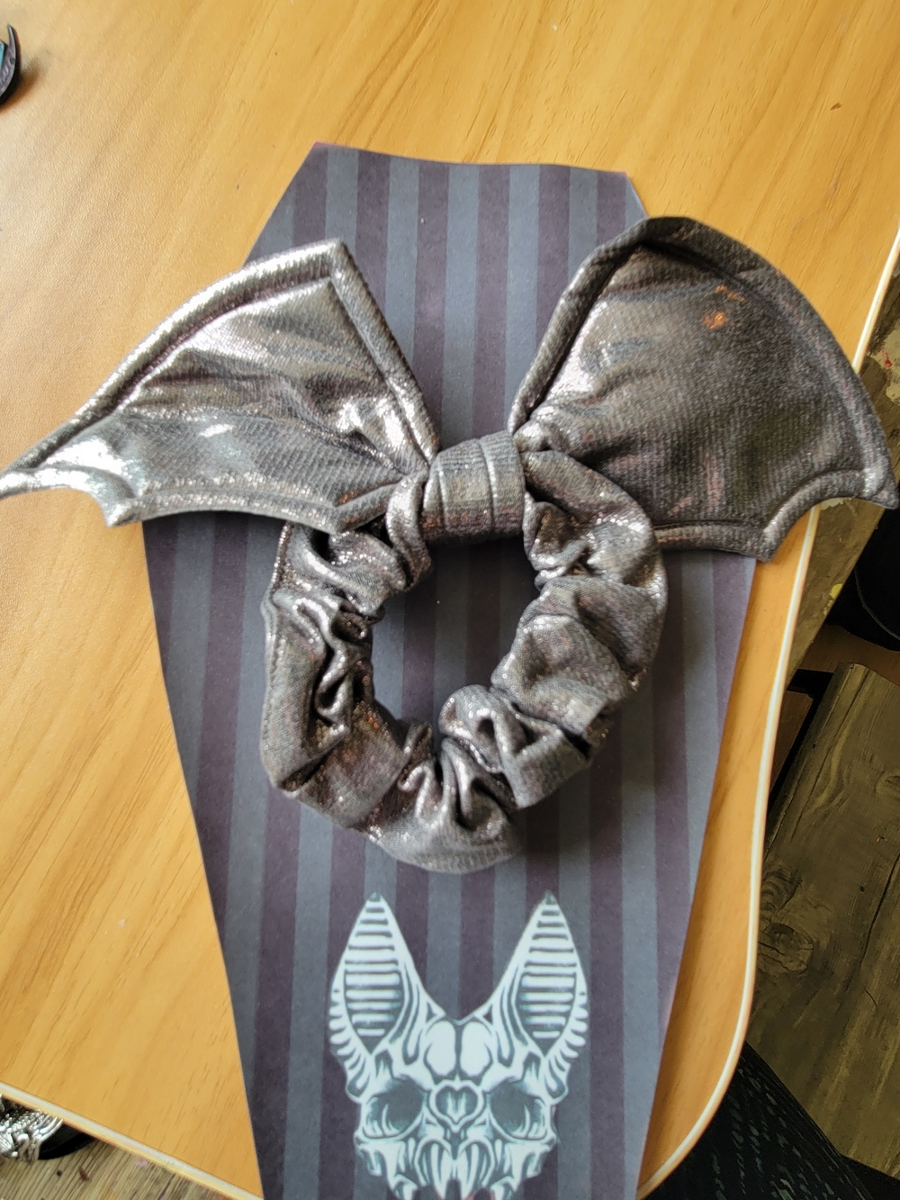 💀NEW💀Metallic Charcoal Bat Wings Hair Scrunchie - Women Accessories
